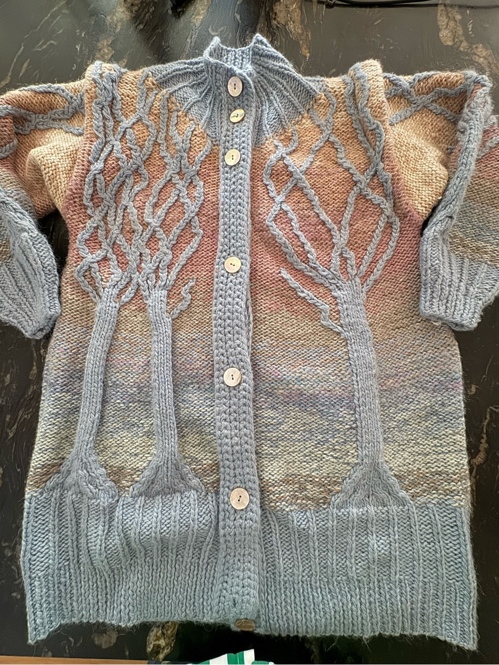 Vintage Sandy DAndrade Wearable Art-Ombré Winter Tree Motif